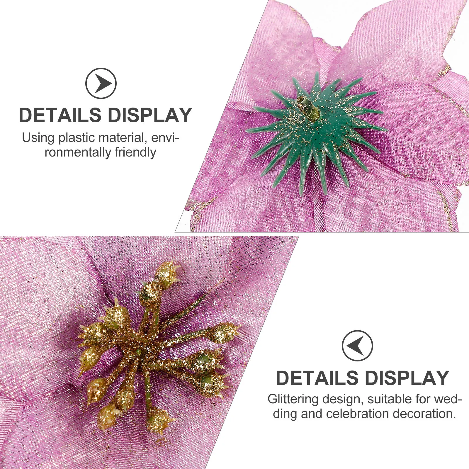 

6Pcs Christmas Artificial Flowers Simulated Double-Layer Bright Vivid Colors Romantic Style for Holiday Wedding Celebration