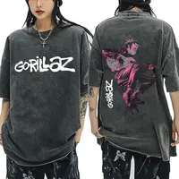 Camiseta gráfica de la banda de Rock Vintage lavada Gorillaz The Now Now Album para hombres y mujeres, camiseta Punk de gran tamaño, camisetas góticas Retro para hombres