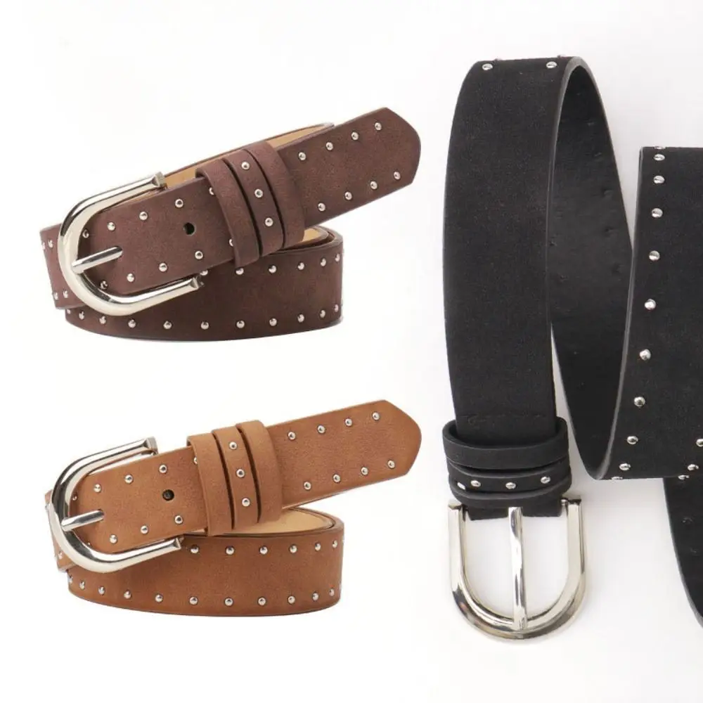 

Retro Retro Women Wide Belt Rivet Metal Buckle Leather Waistband Vintage Jeans Decoration Western Cowboy Belt Girls
