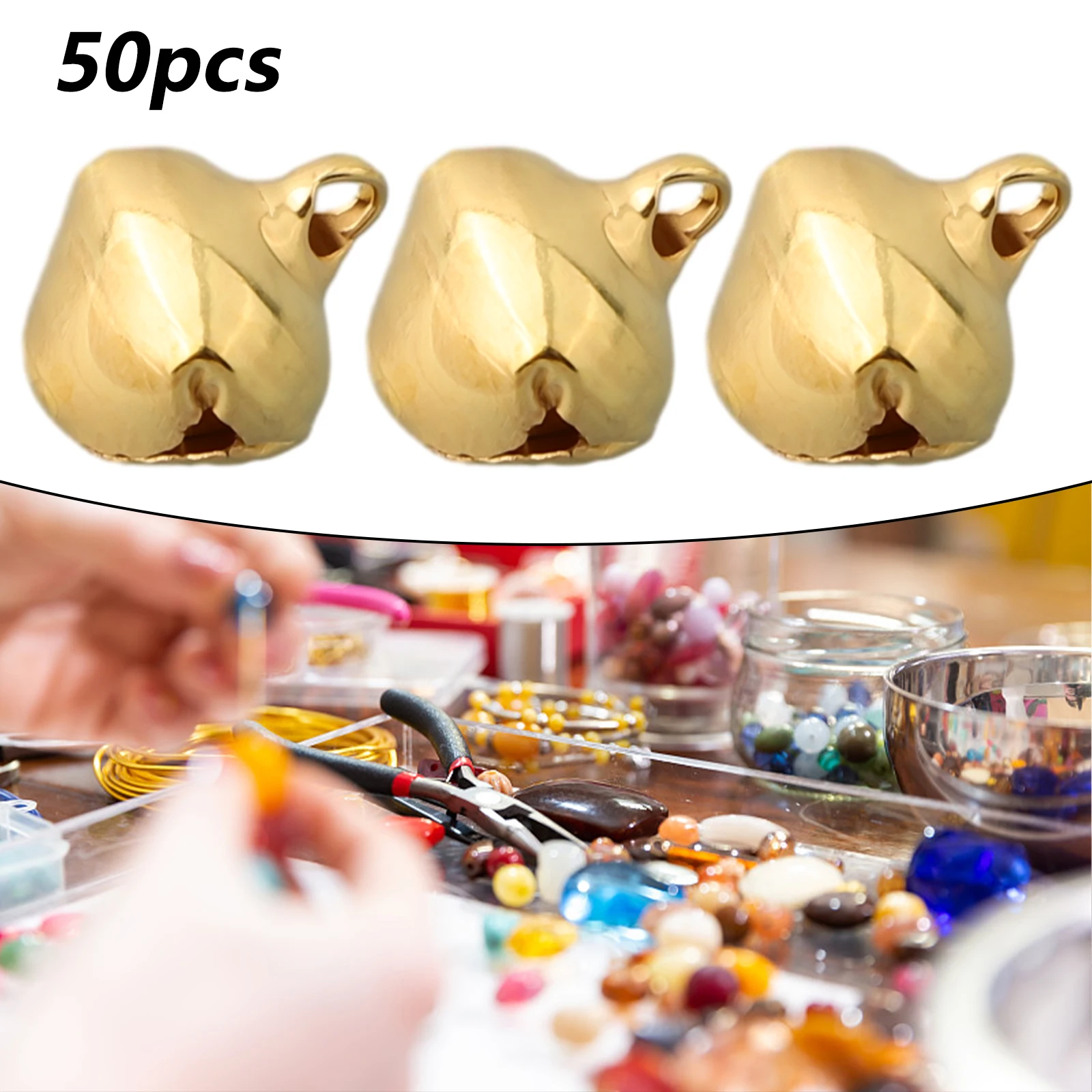 أجراس حرفية على شكل قلادة حديدية، أجراس جلجل، لمسة نهائية لامعة ولامعة، مثالية لملحقات رنين الخياطة في أقواس الشعر #5