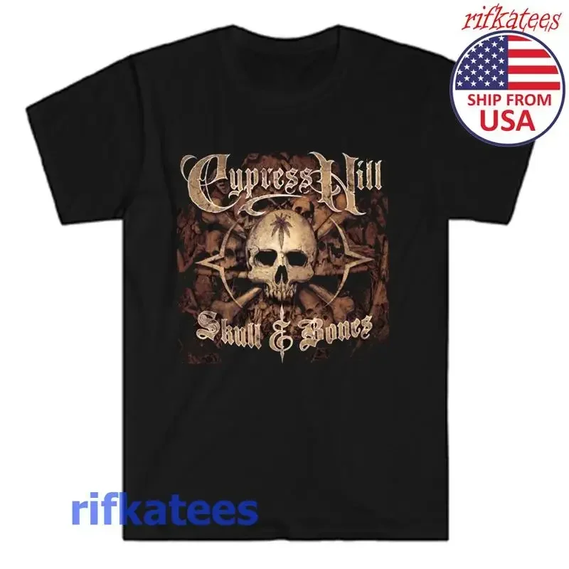 Cypress Hill Skull and Bones Men's Black T-Shirt Size S to 5XL