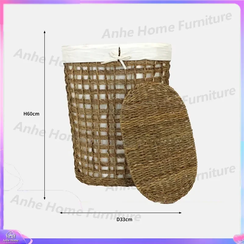 Handmade Oval Seagrass Basket Open Square Weave Eco Friendly Pet Bed Cat Dog House Natural Wicker Storage Bin Wholesale