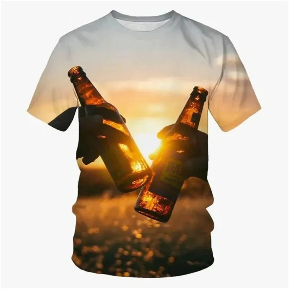Harajuku Fun Beer 3D Print Sprot Breatha QuickDry Men LargeSized TShirt Outdoor Street Casual Role-playing Parent-Child Clothing