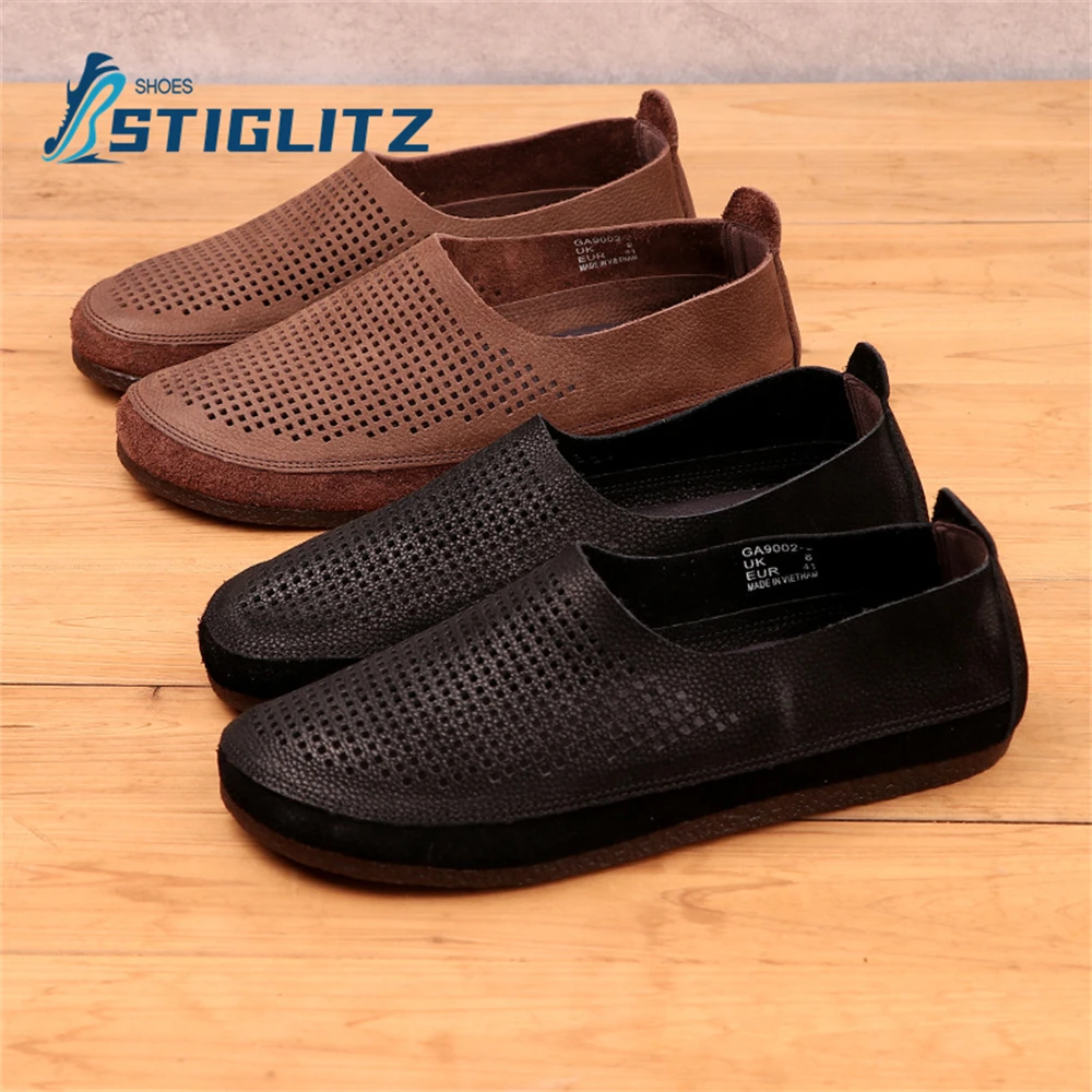 Comfortable Breathable Mesh Beanie Shoes Round Toe Flat Casual Slip On Shoe Solid Oxford Soft Sole Mules Cow Suede Leather Shoes