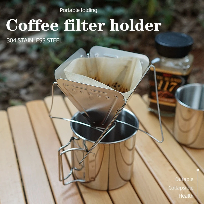 Outdoor Stainless Steel Coffee Filter Holder Reusable Coffee Filters Dripper Coffee Baskets Camping Picnic Tableware