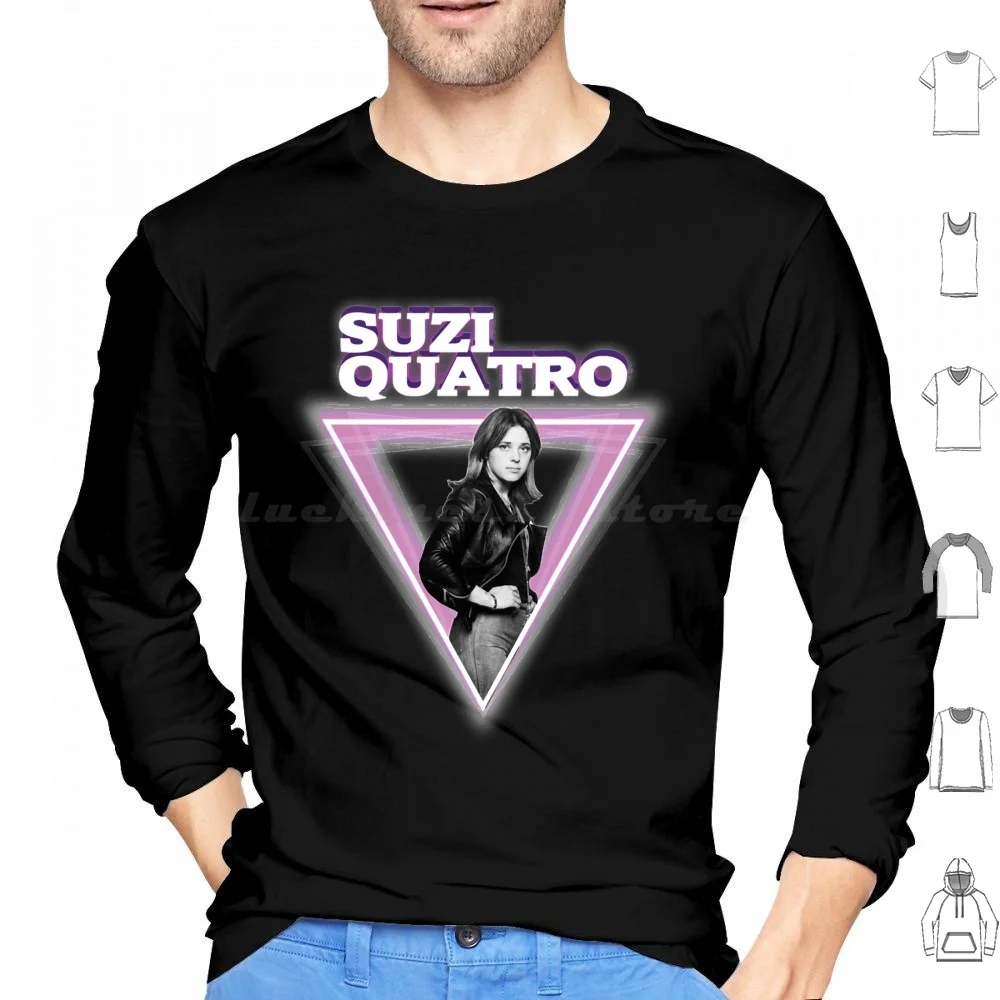 Suzi Quatro Hard Rock Retro Hipster Hoodies Long Sleeve Suzie Four Hard Retro Hipster