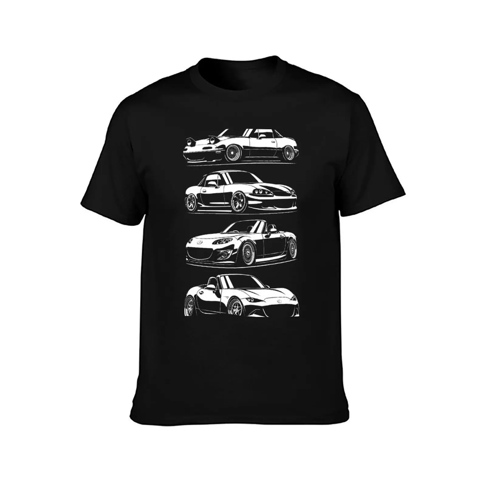 Generations. MX5 Miata T-Shirt Sports Casual Short Sleeve Cotton Tee T-Shirt