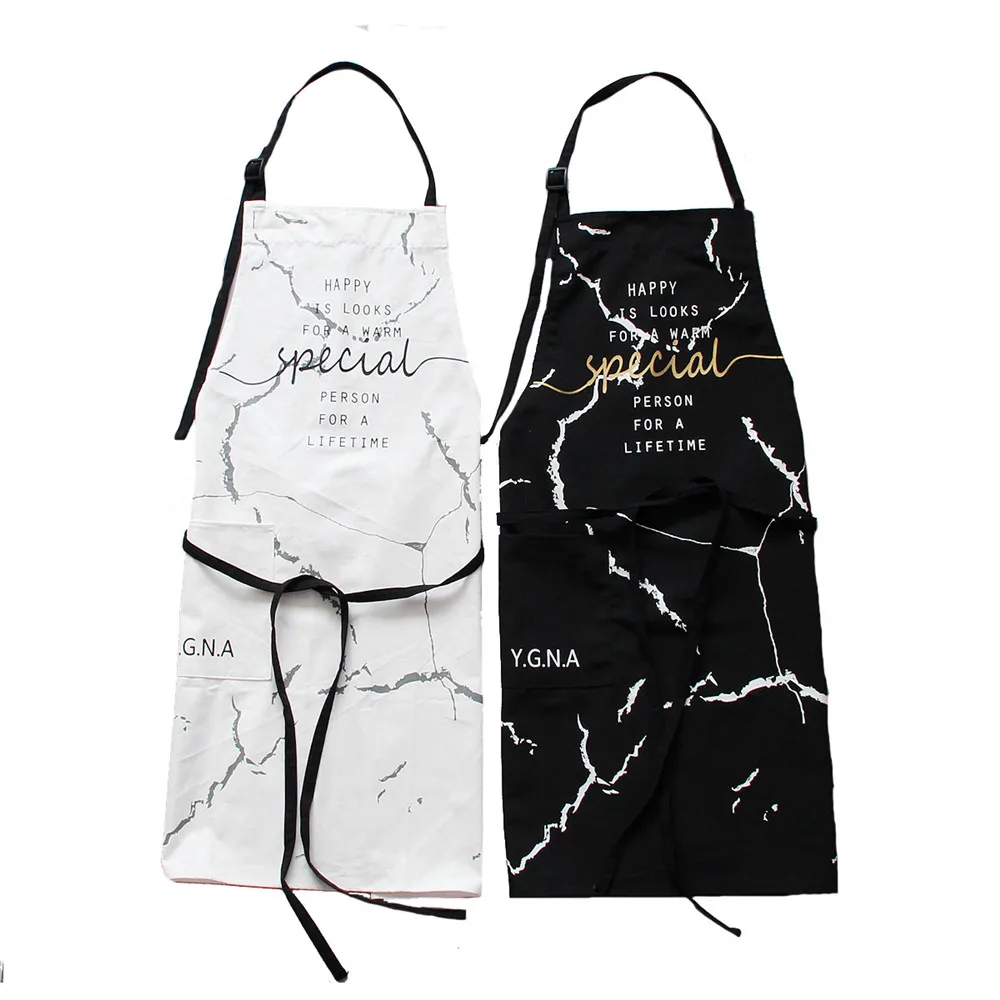 Kitchen Household Apron Pure Color for Home Cleaning Washing Helper Cotton for Woman Men Cooking Fashion Coffee Overalls Apron