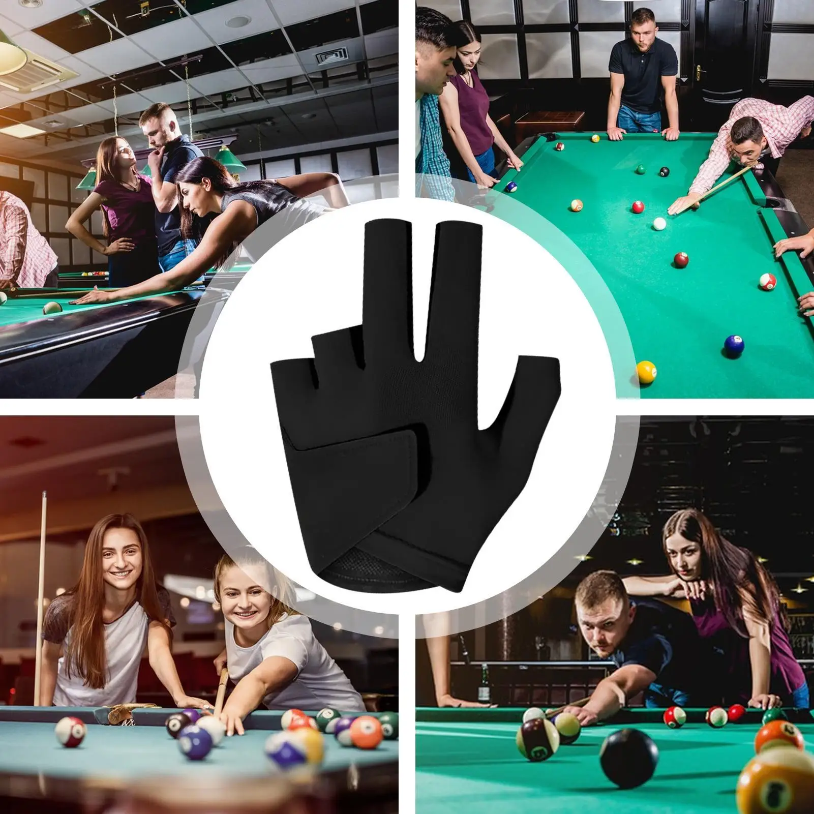 1Pc Billiards Glove Three Finger Snooker Billiard Glove Non Slip Stickers Elasticity Billiard Training Gloves accessory