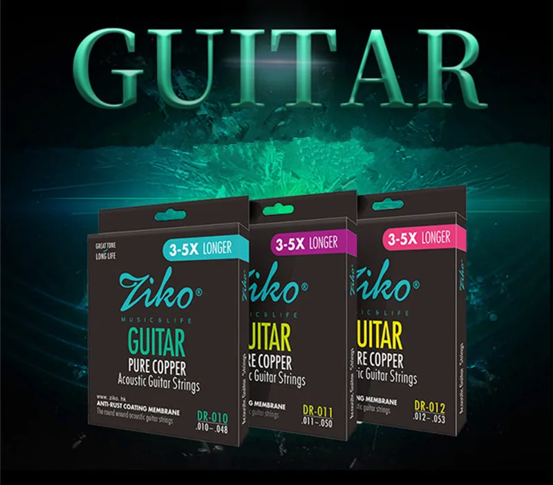 ZIKO DR 010 011 012 Akustikgitarrensaiten aus reinem Kupfer, rostfrei, Zubehör für Musikinstrumente – Detail 2