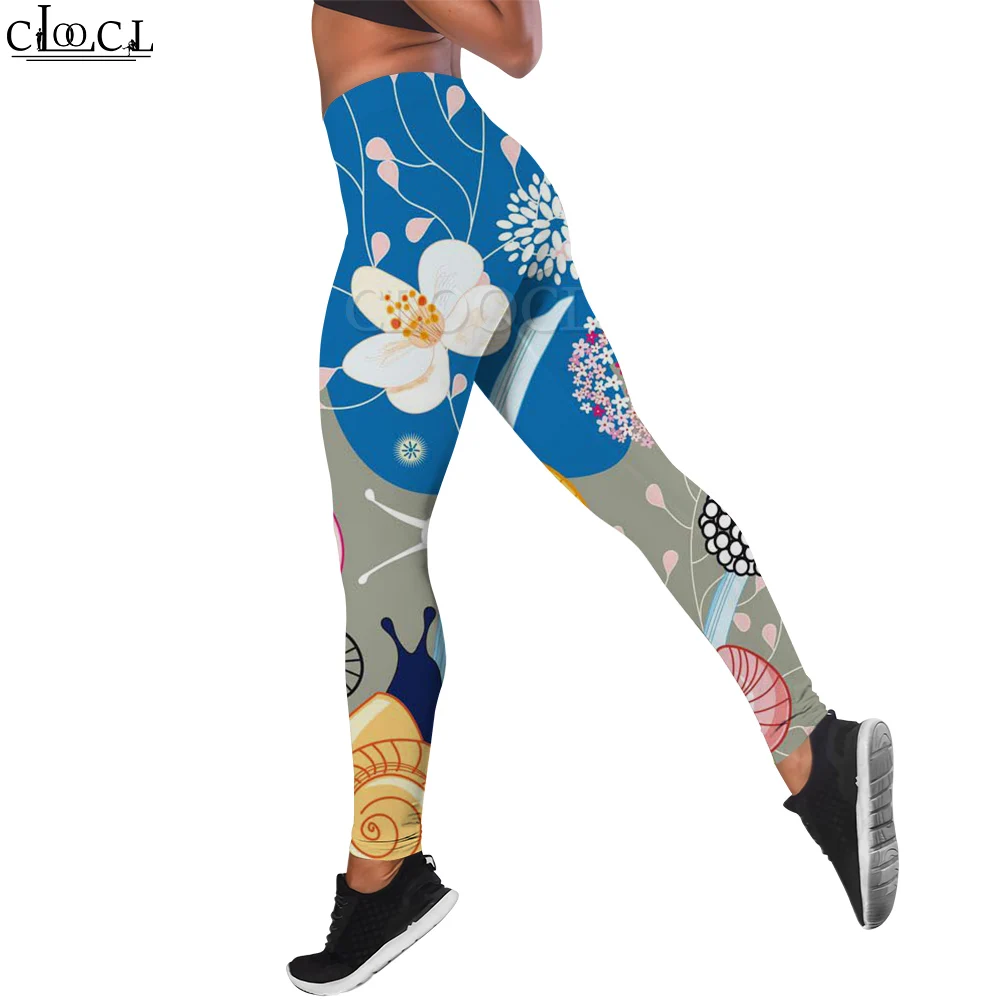 CLOOCL Women Seamless Leggings Sport Slim Pants Dandelion Flower Print Trousers Sexy Jacquard Booty Buttocks Fashion Leggings