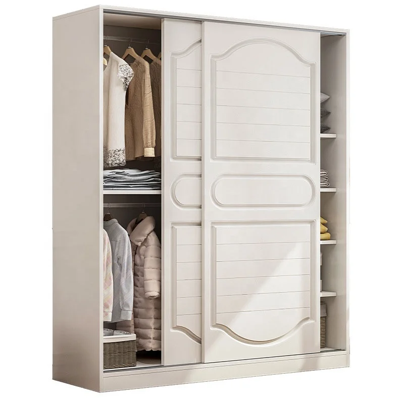 Wardrobe household bedroom cabinet modern simple wooden rental simple large wardrobe sliding door