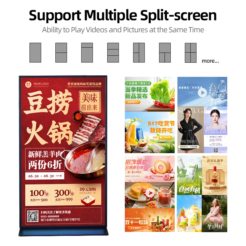 Displays Lcd Display Advertising Free Standing Screen Digital Signage Floor Standing Advertising Display Full Tv