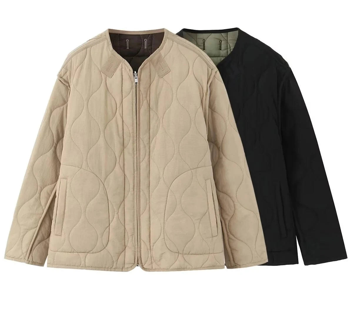 

2025 Winter New Women's Casual Warm JacketFashionable Versatile Commuter Patchwork Reversible Cotton Jacket