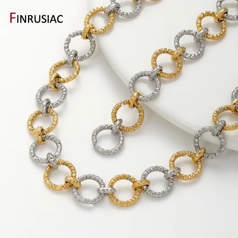 18K Gold Plated Stainless Steel Chain Twisted Circle Bulk Chain for DIY Handmade Jewelry Necklace Making Accessories image 3