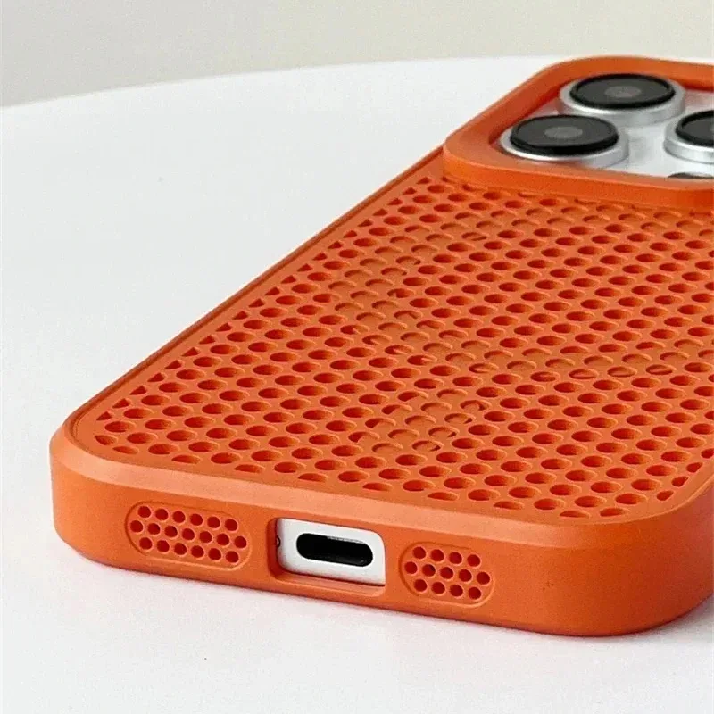 Weiche, wärmeableitende Mesh-Hülle für iPhone 18 17 16 15 14 13 12 ProMax, kühlend, atmungsaktiv, mit harter Rückseite, magnetisch für Magsafe – Detail 12