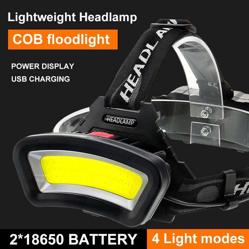 Multi-Function COB Floodlight Headlamp, USB Rechargeable LED Front Light, Red Light Mode for Various Scenarios