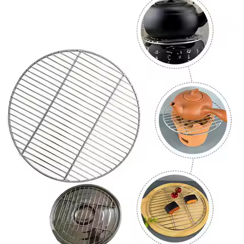 New 30cm/35cm/40cm Stainless Steel Round BBQ Net Grill Mesh Roast Nets Grill Tool Grid Nets Outdoor Camping Barbecue Accessories