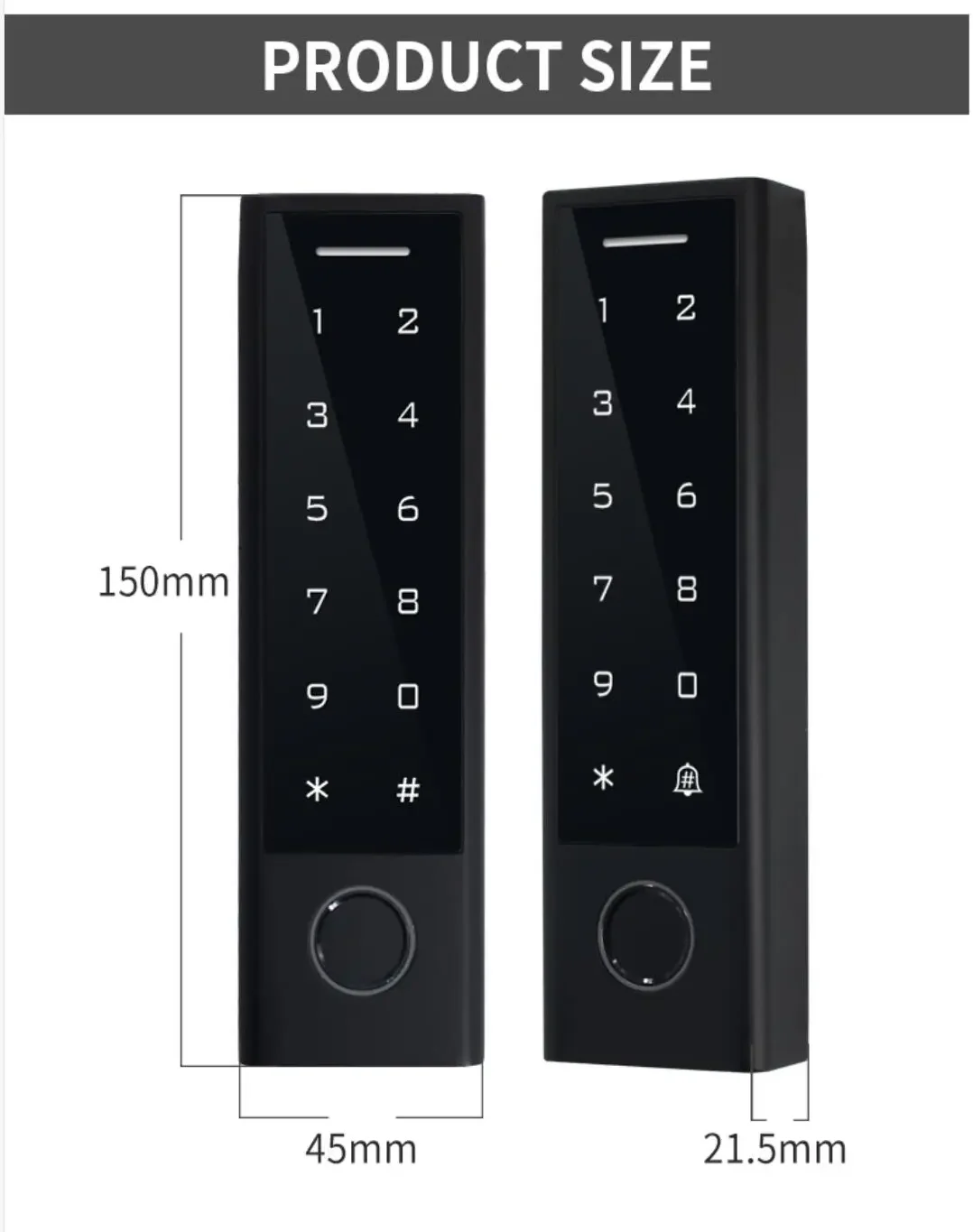 Tuya wifi Outdoor IP66 Black Plastic Shell  Fingerprint Access Control With Password And RFID Card Reader Function