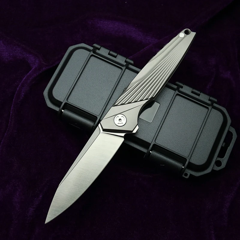 LEMIFSHE L95 Mark M390 Blade Flipper Folding Knife Titanium Alloy Handle Ceramic Ball Bearing Flipper Knives EDC Tool