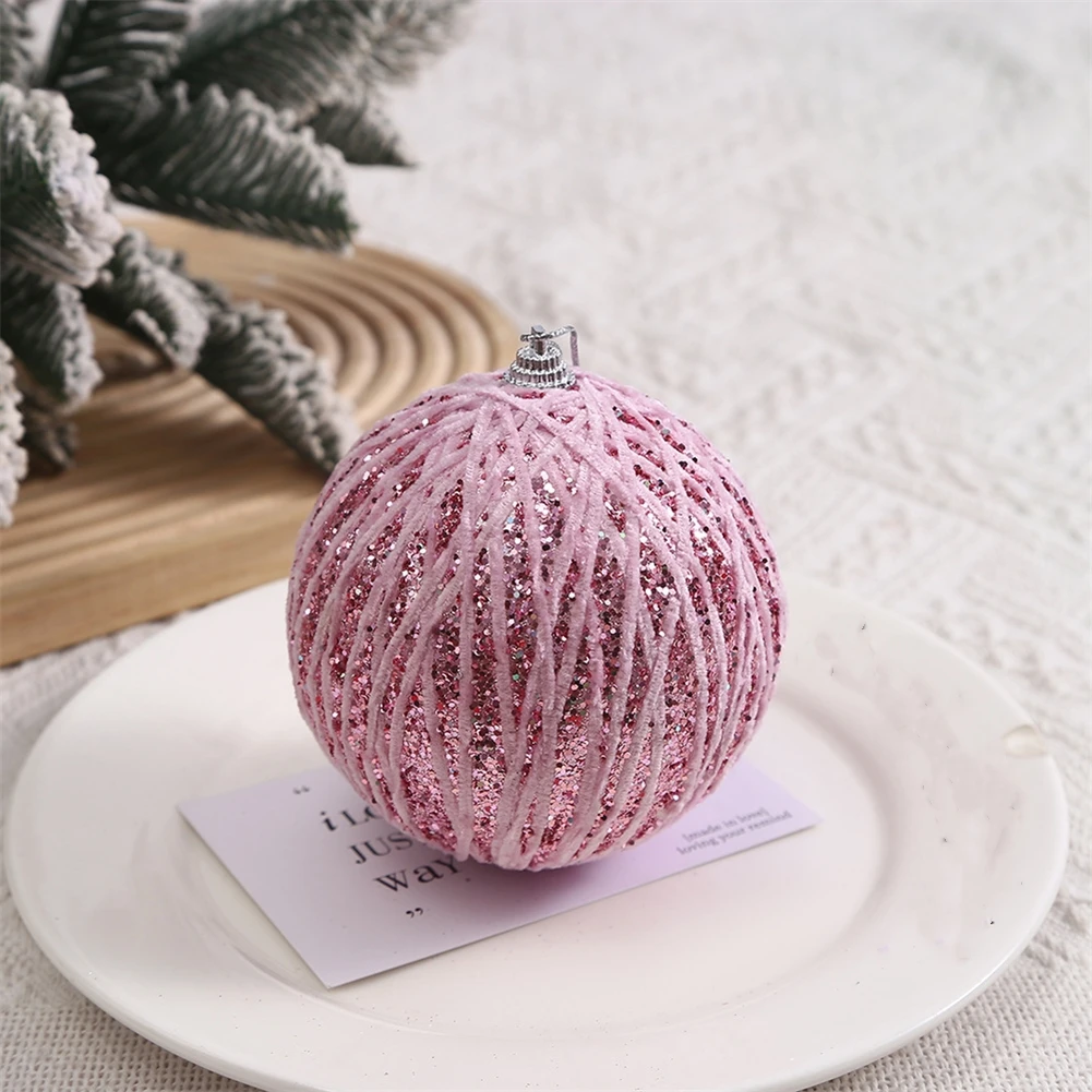 1pc 10cm Christmas Ball Xmas Tree Hanging Pendant Pink For Home Party Decoration New Year 2025 Home Ornament Snowball