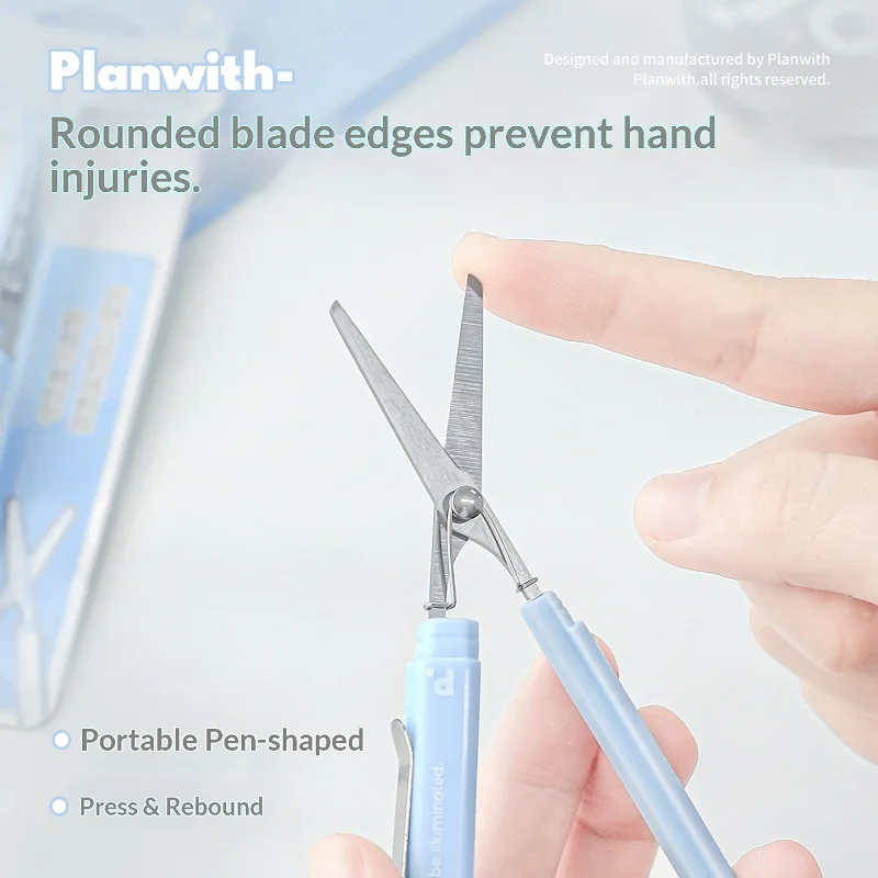 Planwith Multi-Functional Pen-Style Scissors: Stainless Steel Blades, Rounded Tips, Portable Craft/Carving/Scrapbooking Cutter