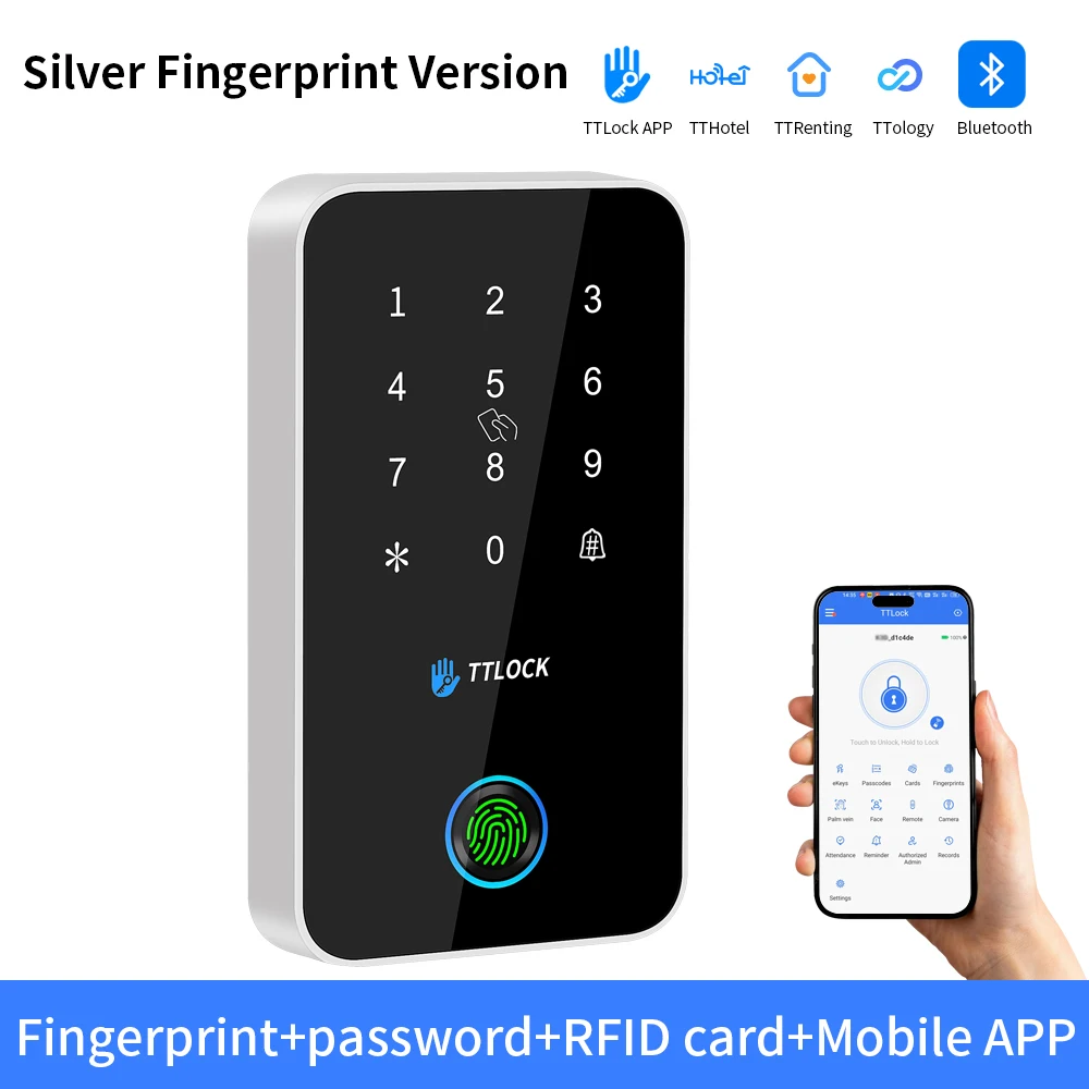 TTLock BT Mini Toegangscontrole 13,56Mhz RFID-lezer S7 Deurslot Kaartlezer Toetsenbord Metaal IP66 Waterdicht Metaal Tijdregistratie