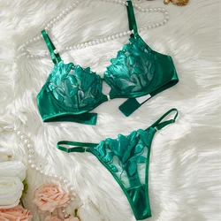 Luxury Women's Lingerie Push Up Bra French Thin Underwear Set Floral See Through Sexy Lingerie Mesh Underwear 2 Pieces Bra Sets