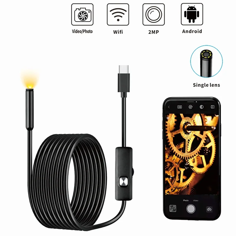 Type-C Android USB Endoscope Camera 7.0mm Hard Cable Endoscope Pipe Type C Endoscope Inspection Mini Camera For PC Android Phone
