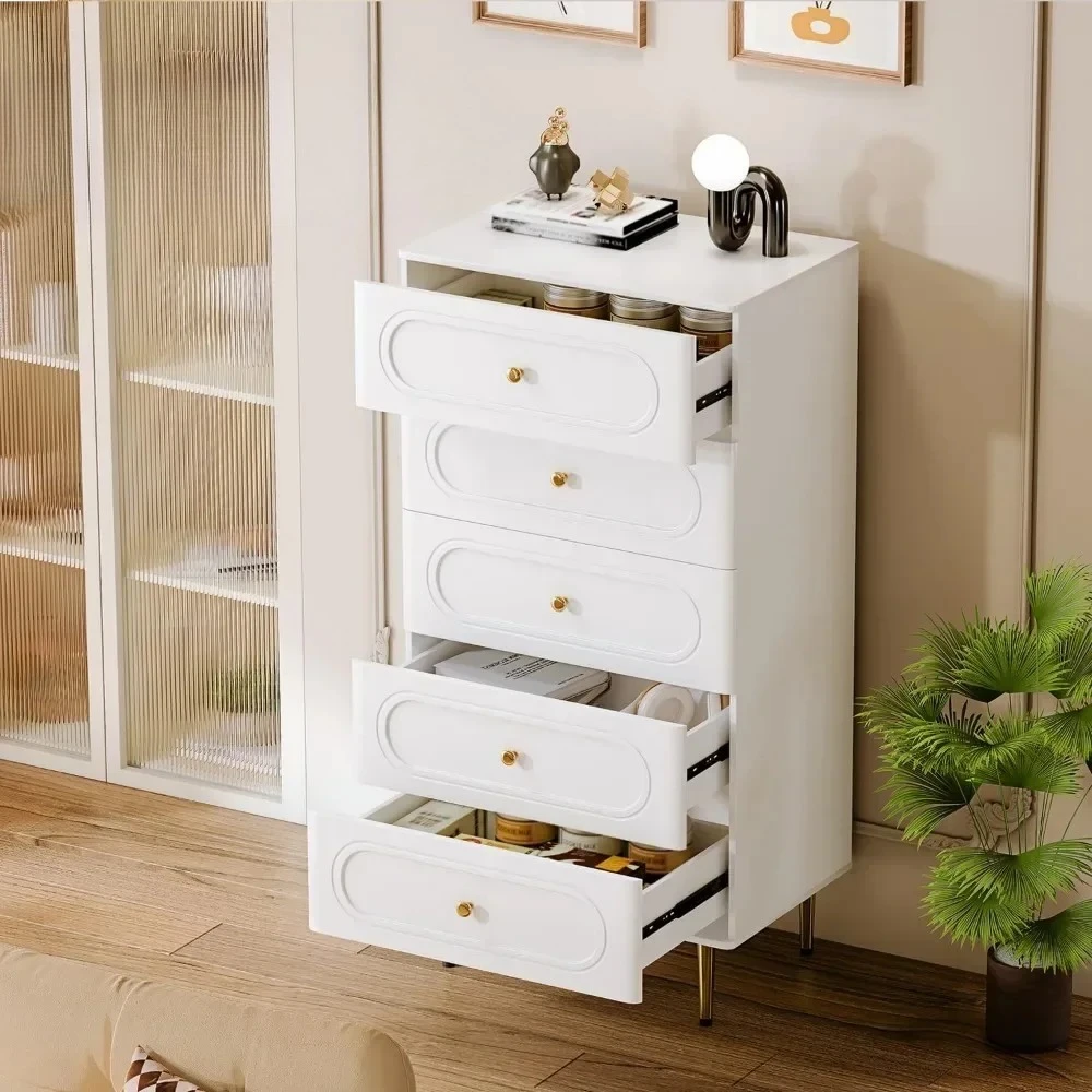 

For 5 Drawer Dresser for Bedroom,Modern Drawer Chest,5 Chest of Drawer,Tall Storage Dresser Cabinet Organizer with Metal Legs,