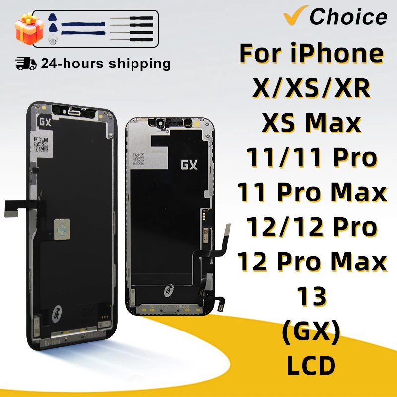 GX OLED LCD For iPhone X XS Max Display True Tone With 3D Touch Screen For iPhone11 12 13 14ProMax 12Mini LCD Pantalla Digitizer