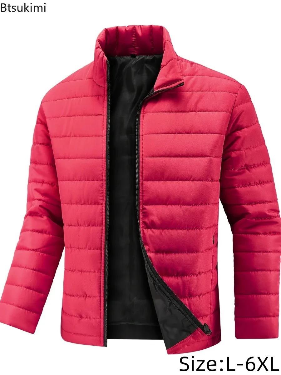 

Winter Men's Lightweight Parka Jackets Fashion Stand Collar Zipper Slim Warm Waterproof Jackets Men Work Outdoor Windbreak Coats