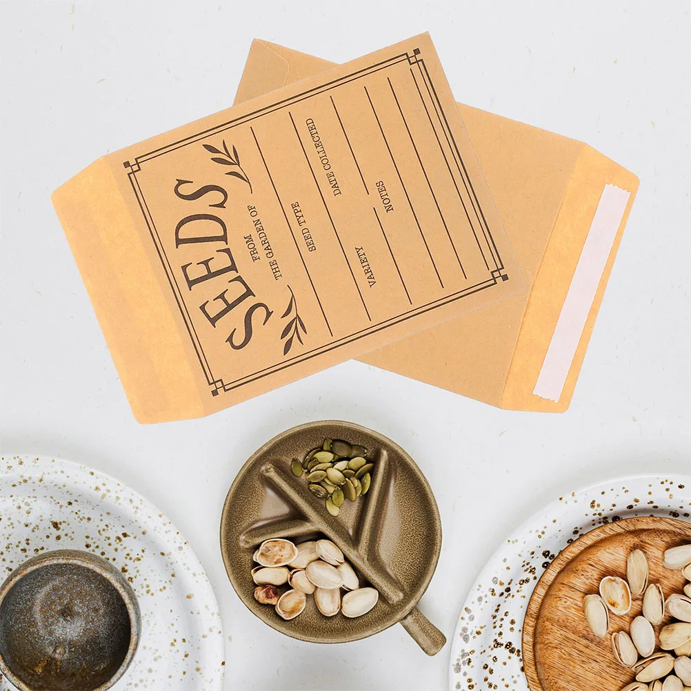 

100pcs Seed Envelopes Small Paper Storage Reusable Self-Seal Kraft Envelopes For Vegetable Seeds Organizing Gardening Collection