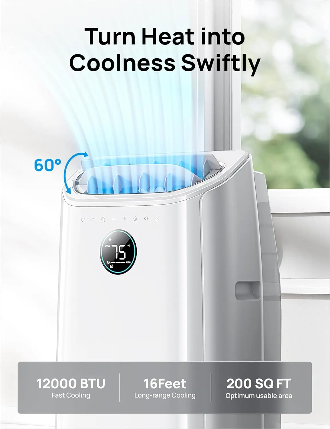 Portable Air Conditioners Unit for Bedroom with Drainage-free Cooling Quiet APP/Voice/Remote 24h Timer with Fan Dehumidifier