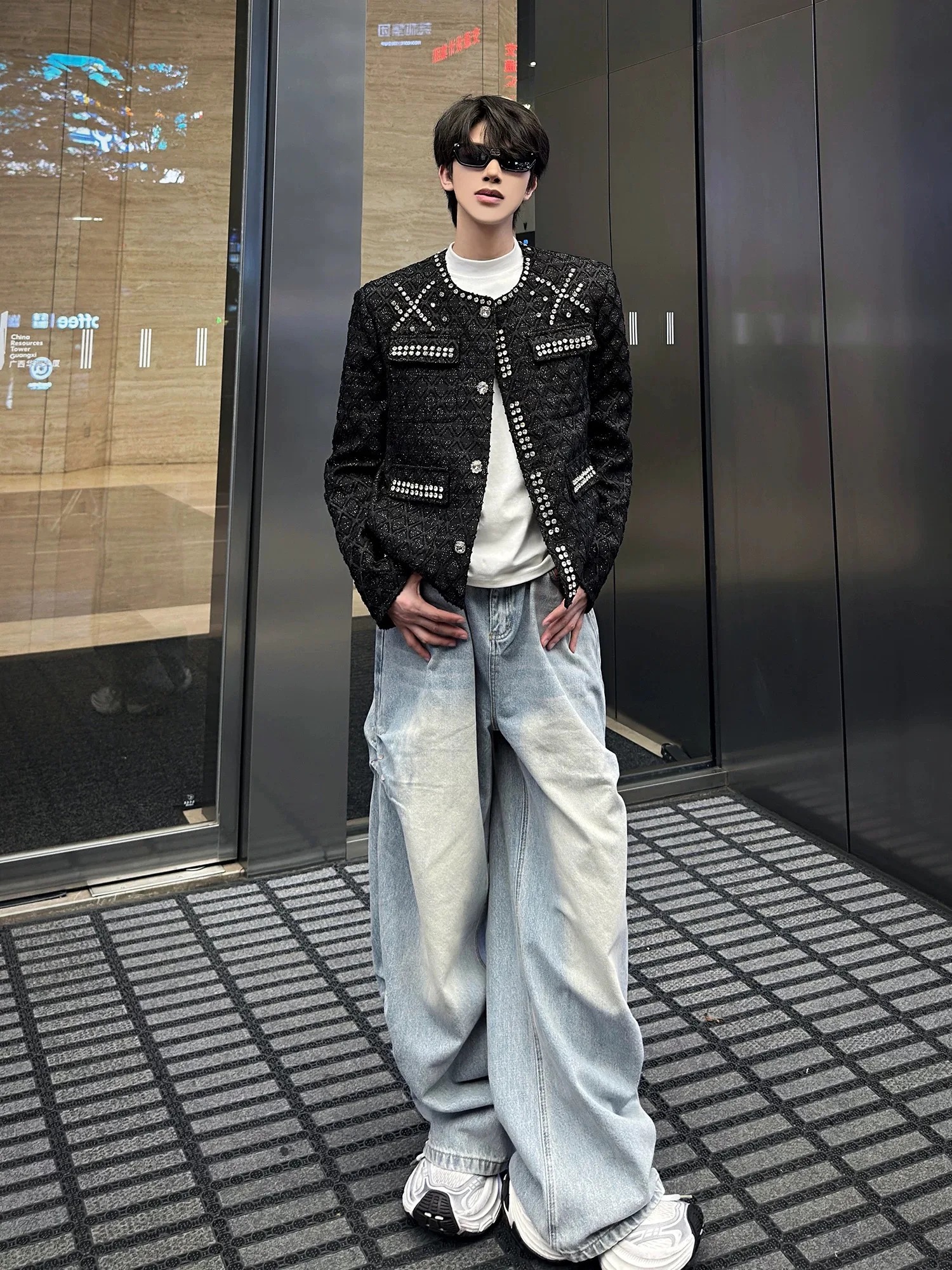 سترات رجالية راقية شهم 2025 معطرة صغيرة فضفاضة مريحة معطف عصري بلايز ذكر أنيق وسيم الماس معاطف طويلة الأكمام #3