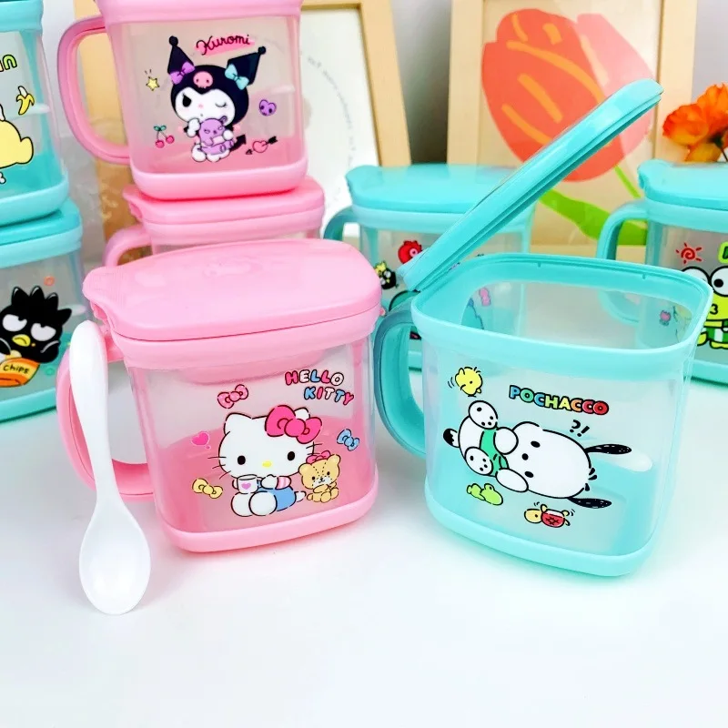 Boîte à assaisonnement Kuromi Sanrio japonaise avec cuillère, pot à condiments de cuisine pour le sel et l'essence de poulet