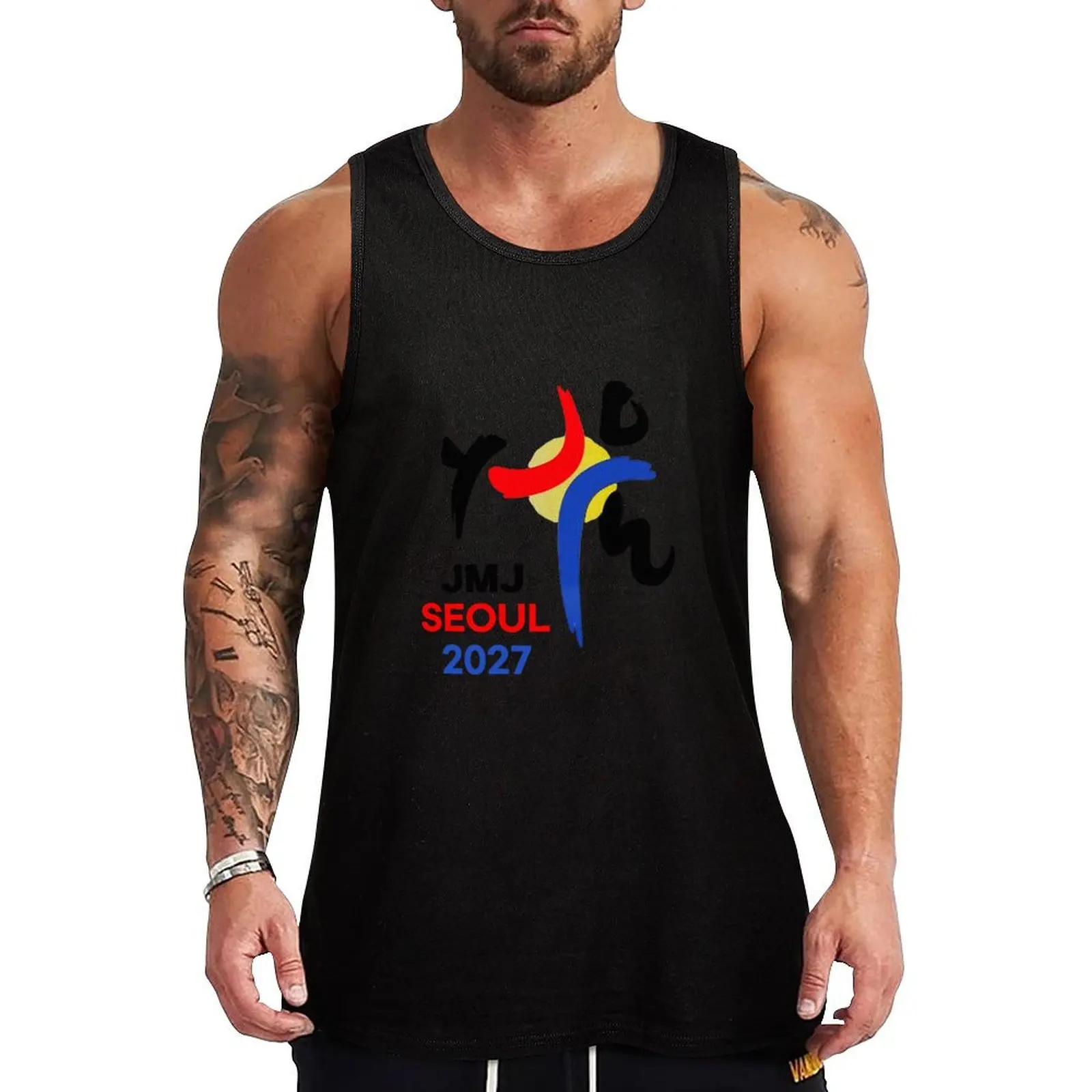 

JWJ Jornada Mundial de la Juventude Seoul 2027 official logo Tank Top Basic Cotton Tank Top Non-Shrink Casual Sleeveless