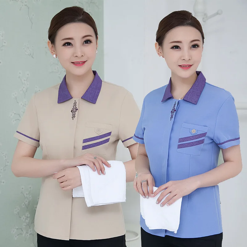 Work Summer Wear Service Uniform Short Sleeve plus Size Hotel Guest Room Cleaning Clothes Community Prope