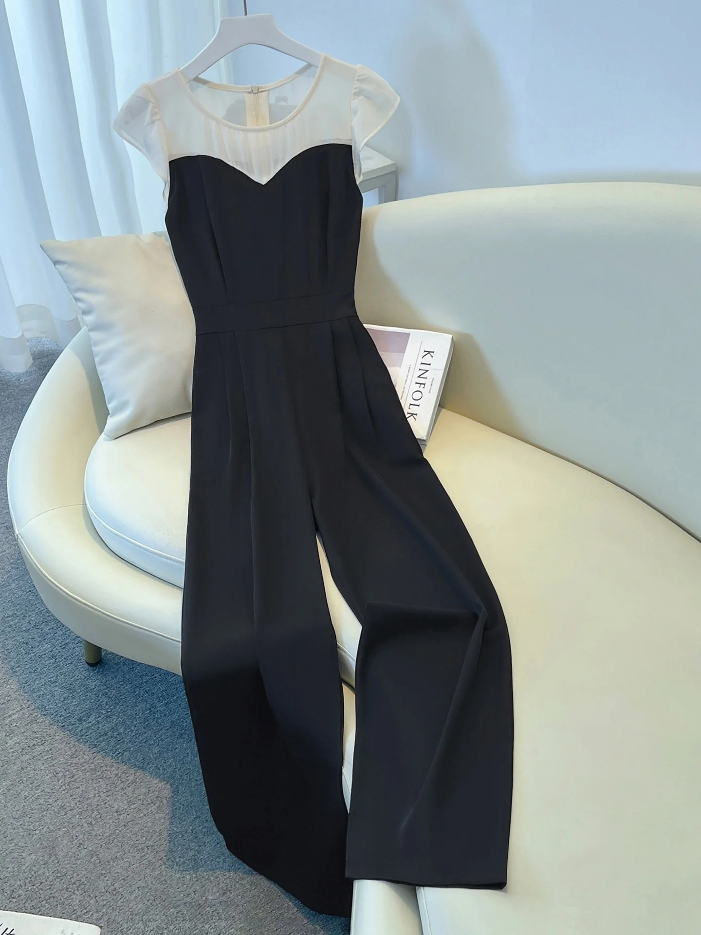 

Ele Bla-Piece Summer Pantsuit High Waist Wide Leg Commute Sle High End Aosphere Women Godd Suiting