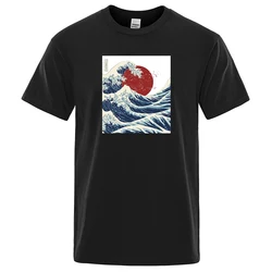 Fukushima Sun Waves Ukiyo E Printed Man T Shirts Comfortable Loose Tshirts Fashion Breathable Tops Vintage Brand Male T-Shirts