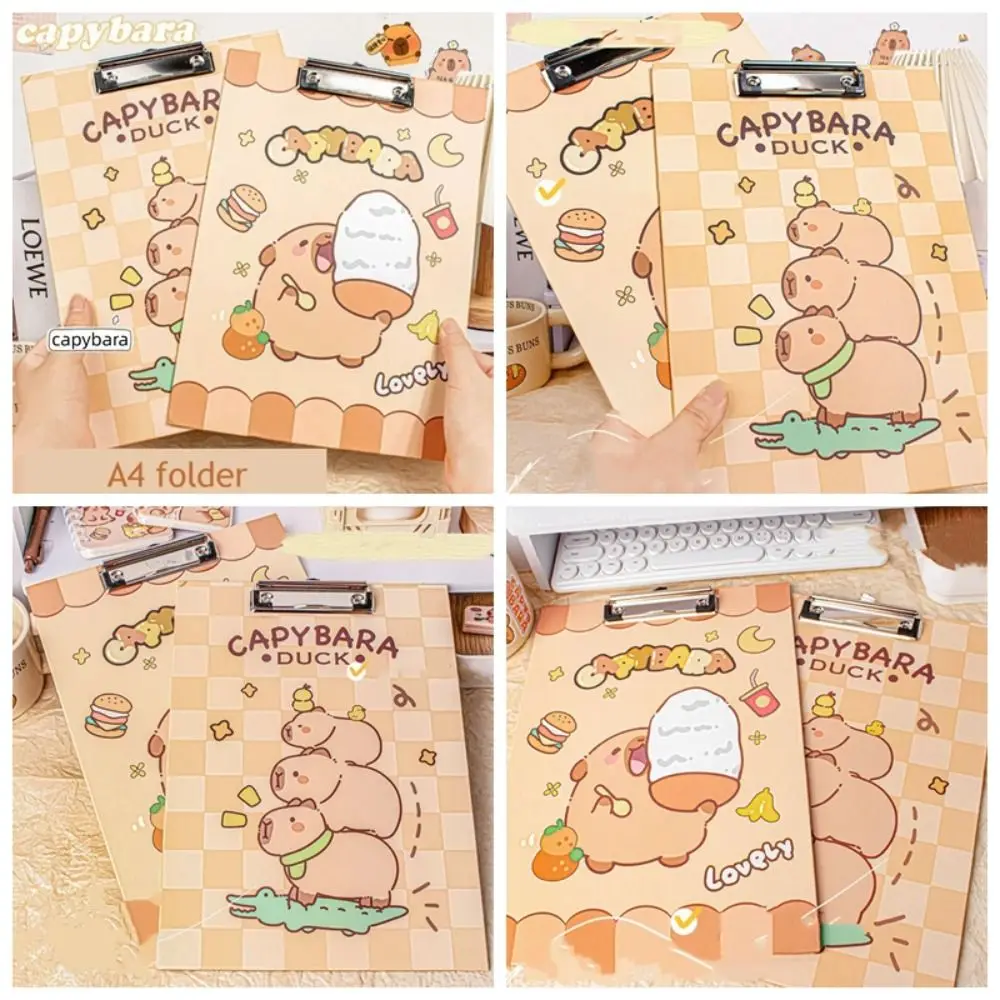 Aesthetic A4 Board Clip Folder File Storage Document Capybara File Folder Paper Holder Good-looking Writing Clipboard