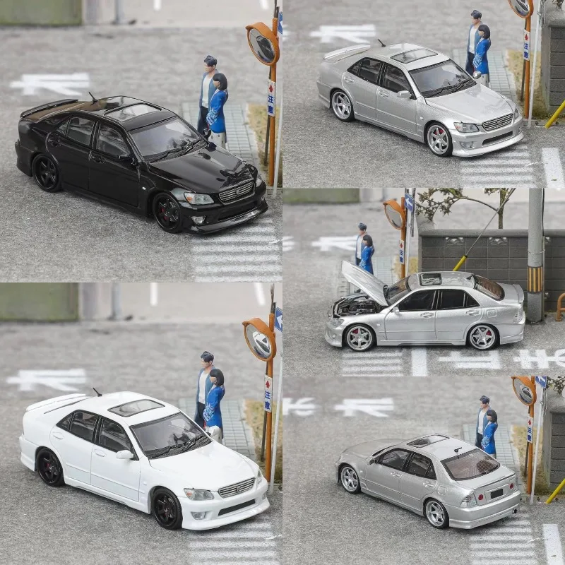 

FH 1:64 Toyota Altezza Ground Bite Shark RS200 SXE10 front cover openable alloy car model, boys' toy, adult collectible ornament