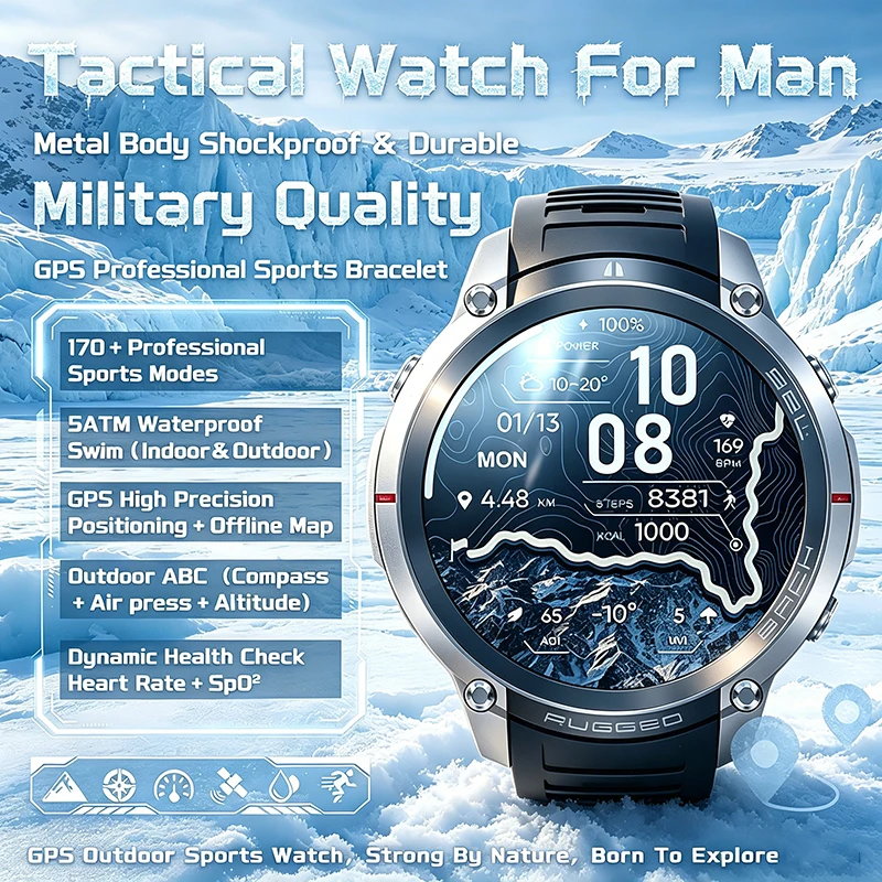 

2026 New DM59 6 - Satellite GPS Smart Watch 5ATM Waterproof 500MAH 1.43" HDAMOLED Bluetooth Call Outdoors Sports Smart Watch Men
