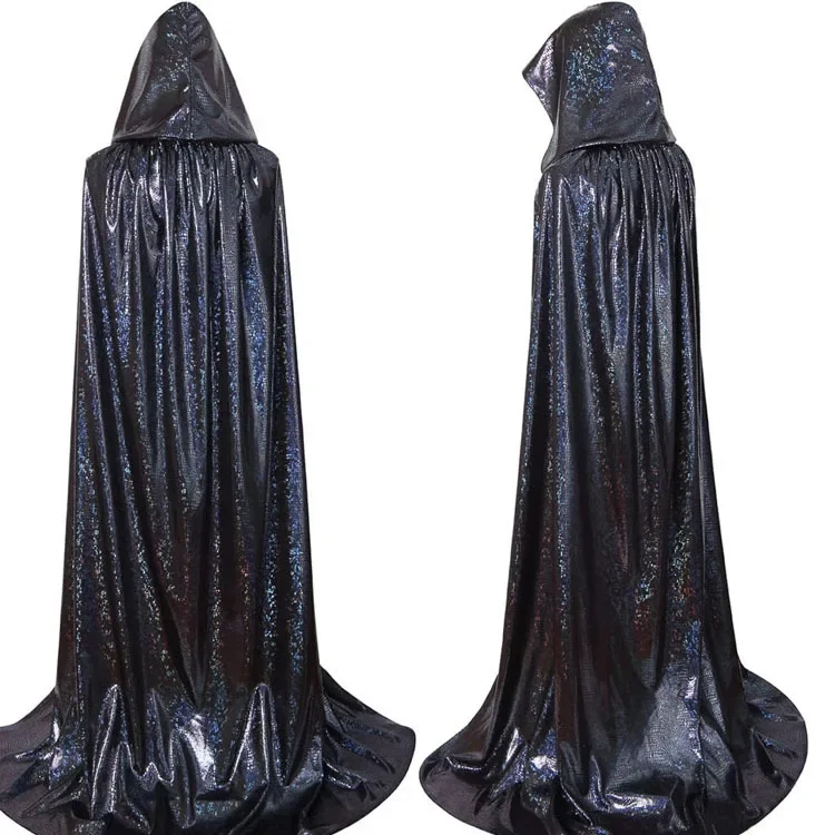 عباءة بغطاء للرأس أوروبية من القرون الوسطى للهالوين كيب كوسبلاي لعب الأدوار للبالغين شال قاتم لامع #6