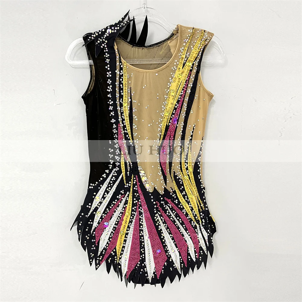 LIUHUO Rhythmic Gymnastics Leotard Customize Adult Women Girl Costume Performance Competition Dance Dress Sleeveless Multi-color