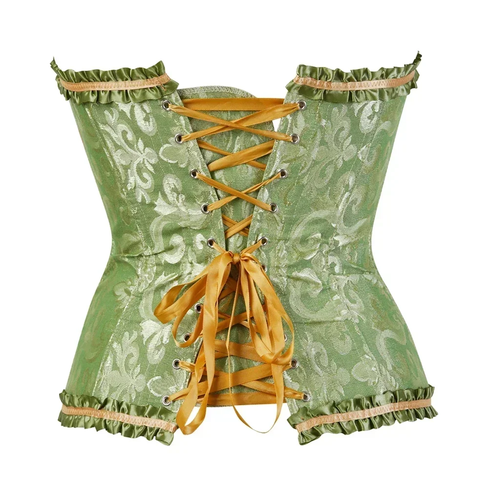 Sexy Bustiers And Corsets Floral Lace Tops Shapewear For Women Vintage Corset Gothic Overbust Satin Jacquard Corsets image 4