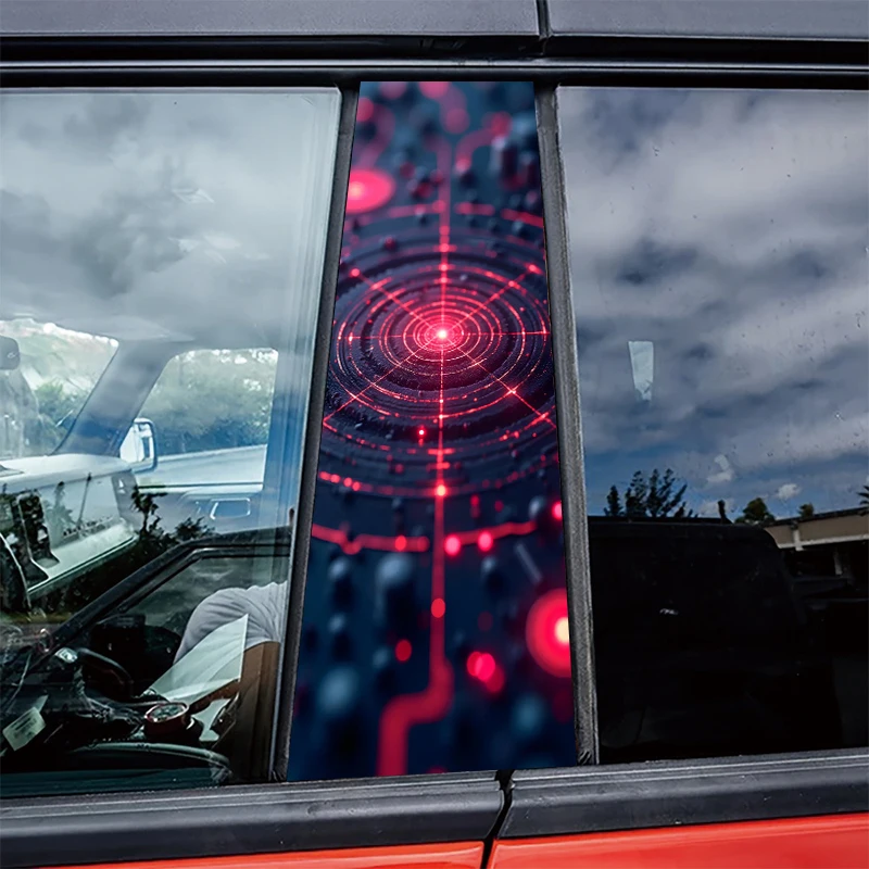 

2 pieces of automotive center pillar stickers Tech Bullseye Protective film, scratch-resistant stickers