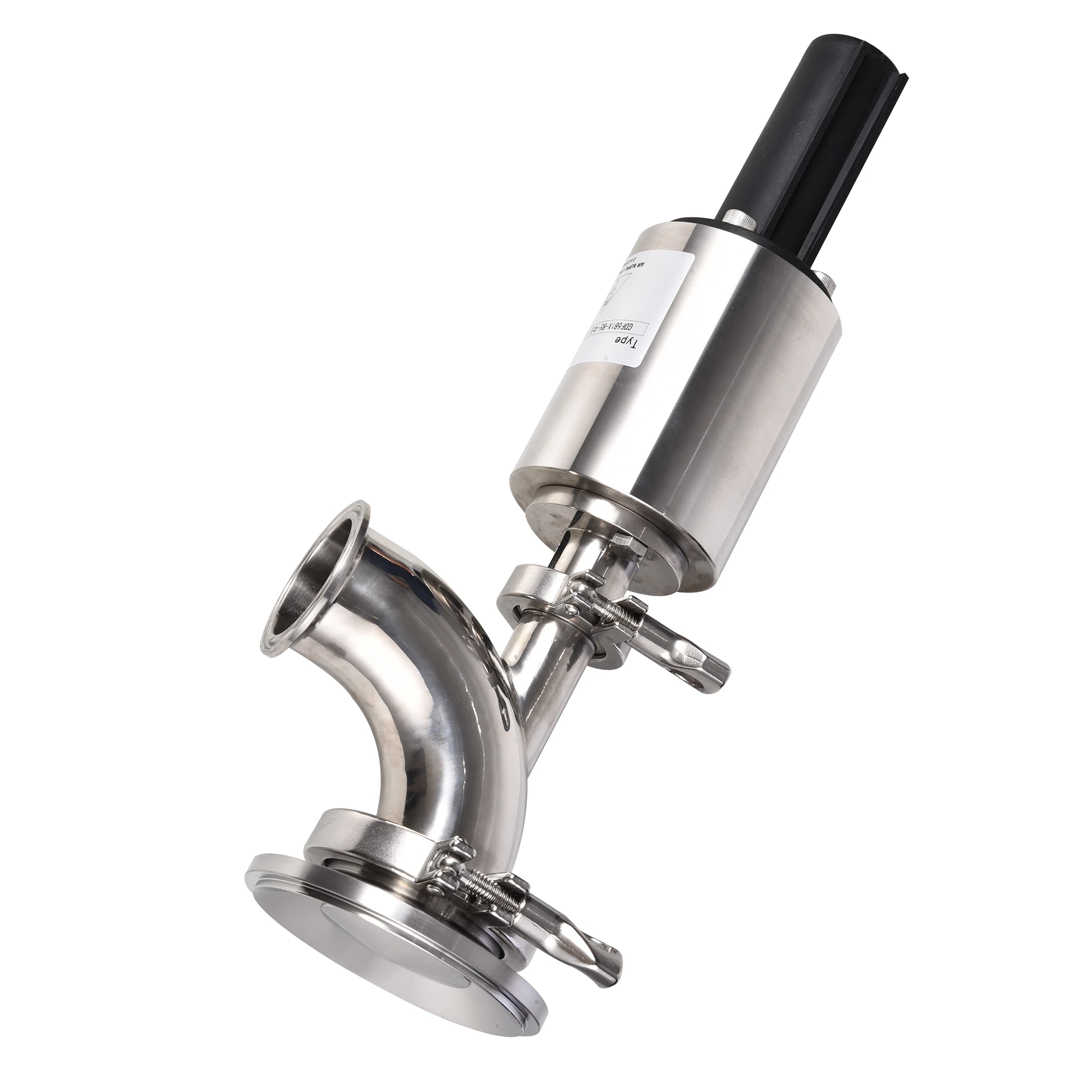Food Grade Sanitary Stainless Steel SS304 SS316L Elbow Type Pneumatic Tank Bottom Valve
