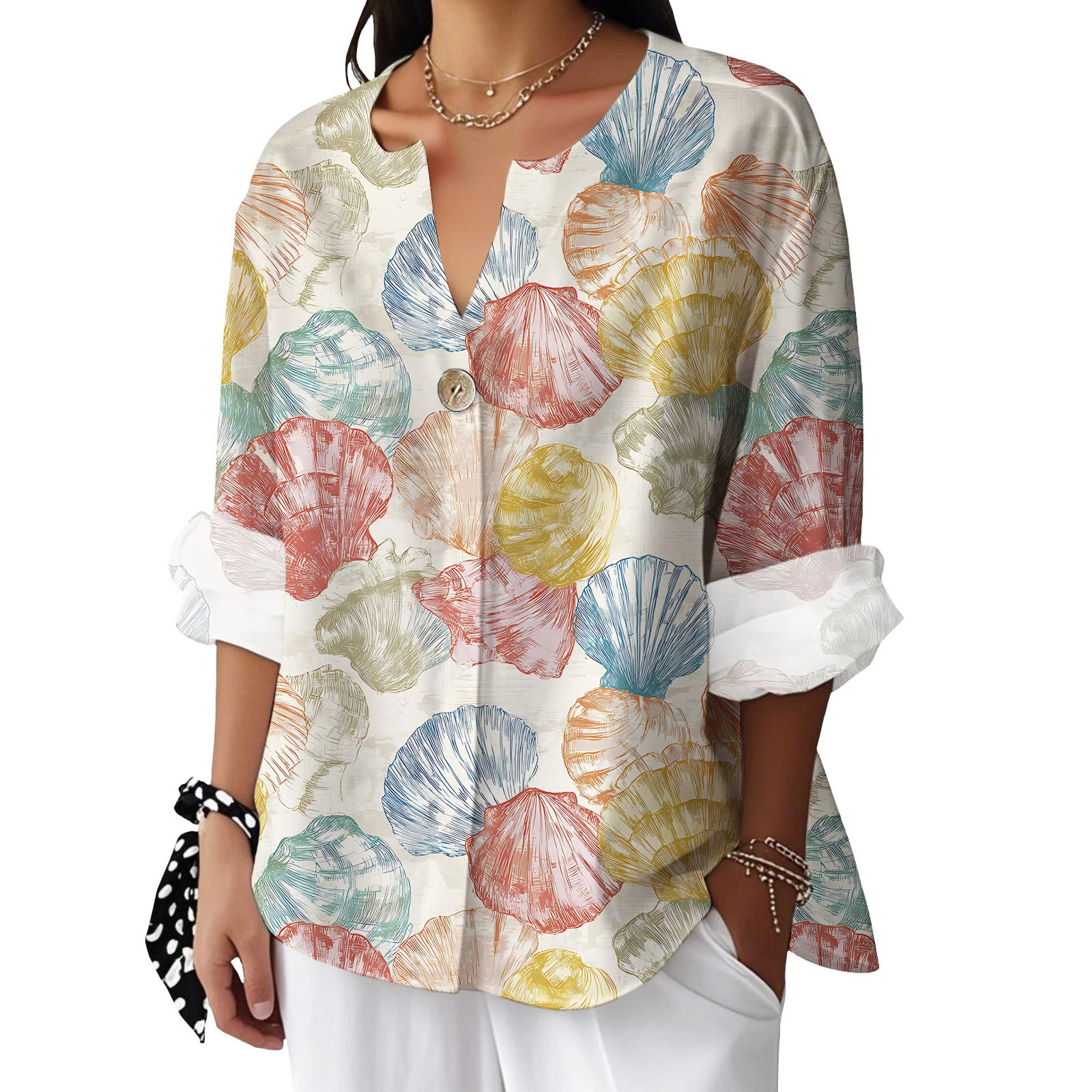 

Women's Shirt Classic Casual V-Neck Office Work Shirt Top Ladies Casual Comfortable Outdoor Shirt