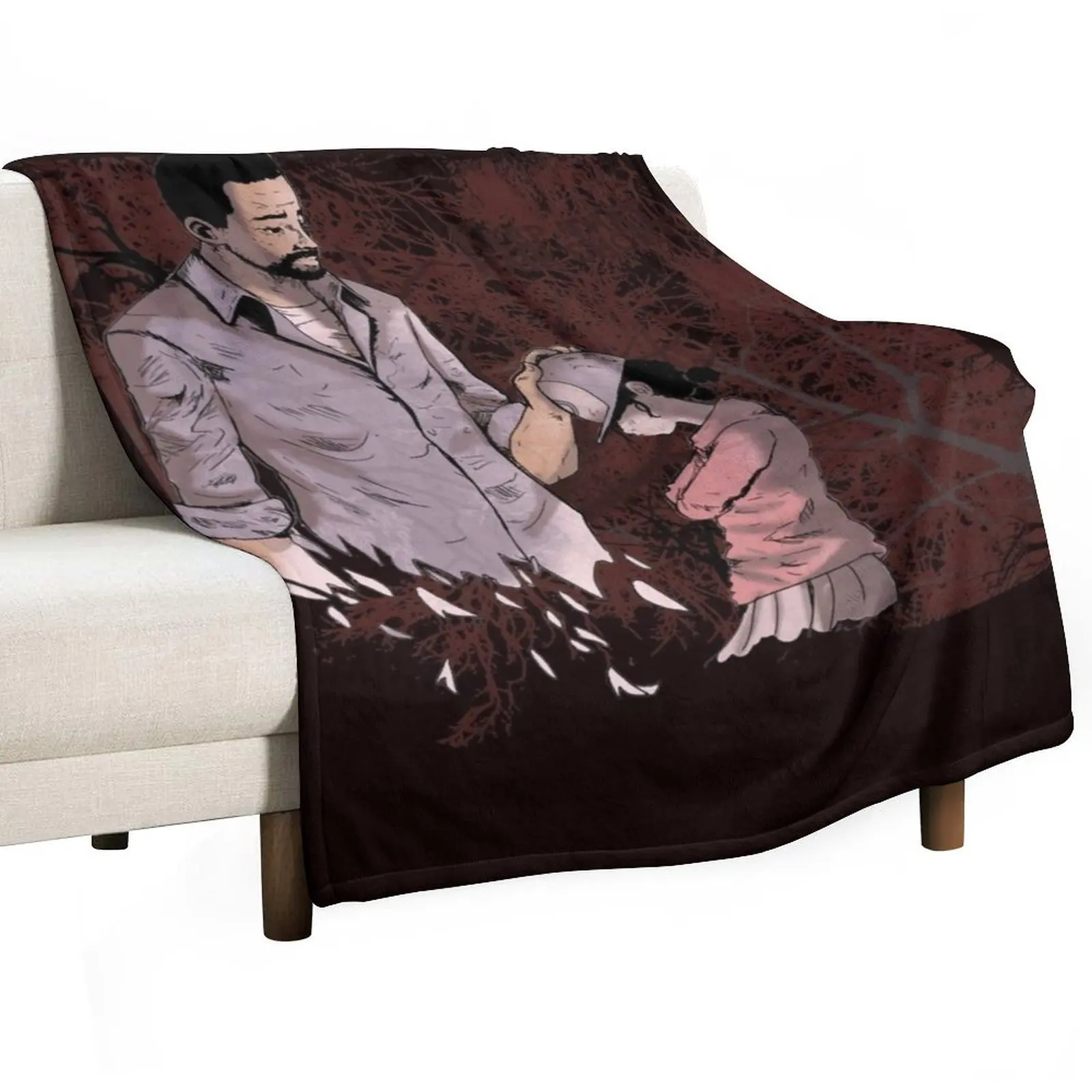 

Walking Dead Lee and Clementine Throw Blanket for sofa for winter Moving Large Blankets